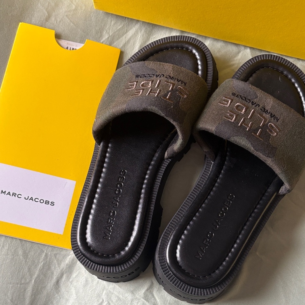 Marc Jacobs Khaki Slide Sandals